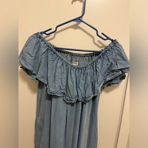 Zara premium denim collection off shoulder spring dress